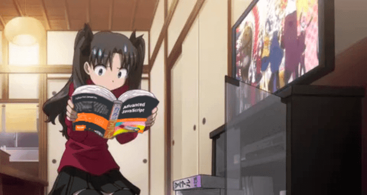 Anime girls holding programming books photo